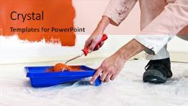  Presentation with refilling - Colorful presentation theme enhanced with cover sheet - painter refilling his paint roller backdrop and a red colored foreground