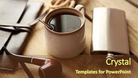  Presentation with coffee cup - Slide deck having cover tobacco - cup of strong coffee background and a tawny brown colored foreground