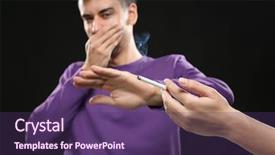  Presentation with concept - PPT theme featuring cover toxicity - passive smoking concept young man background and a violet colored foreground