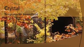  Presentation with fall colors - Cool new PPT theme with covered bridge in new england backdrop and a gold colored foreground