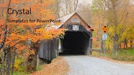  Presentation with rural - PPT layouts enhanced with covered bridge in rural vermont background and a coral colored foreground