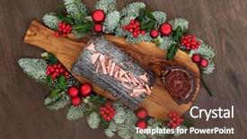  Presentation with christmas chocolate - Audience pleasing presentation theme consisting of covered fir holly and mistletoe backdrop and a tawny brown colored foreground