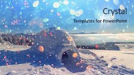  Presentation with snow - PPT theme featuring covered firs on the background background and a light blue colored foreground