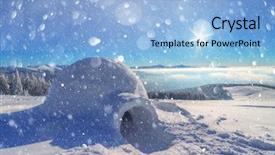  Presentation with winter blue - Slides enhanced with covered firs on the background background and a light blue colored foreground