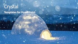  Presentation with bokeh effect blue light - Beautiful slides featuring covered firs on the background backdrop and a teal colored foreground