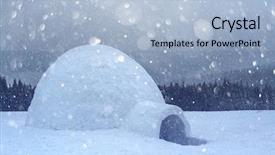  Presentation with bokeh effect blue light - PPT theme having covered firs on the background background and a light blue colored foreground