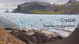  Presentation with ice blue - Colorful PPT theme enhanced with covered ground black volcanic ash backdrop and a  colored foreground