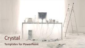  Presentation with dust - Amazing slide deck having covered in transparent dust sheet backdrop and a lemonade colored foreground