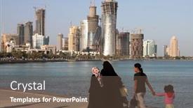  Presentation with construction women - Cool new slide deck with covered-qatari-women backdrop and a tawny brown colored foreground