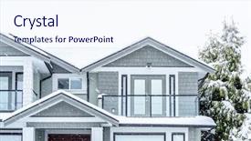  Presentation with home window frame - PPT theme enhanced with covered roof and nice window background and a sky blue colored foreground