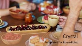  Presentation with tea - Slide set featuring covered with freshly collected garden background and a  colored foreground