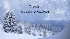  Presentation with snow covered trees and falling - Beautiful presentation featuring covered with hoarfrost and snow backdrop and a light blue colored foreground