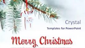  Presentation with spruce - Colorful PPT theme enhanced with covered-with-snow-and-christmas backdrop and a sky blue colored foreground