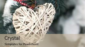  Presentation with spruce - Cool new slides with covered with snow and wicker heart branch of spruce outdoors backdrop and a mint green colored foreground