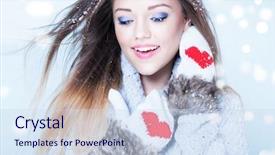  Presentation with snow flakes - Beautiful PPT theme featuring covered with snow flakes christmas backdrop and a sky blue colored foreground