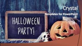  Presentation with rustic chalkboard - Slide deck consisting of covered with spiders and cobweb background and a ocean colored foreground