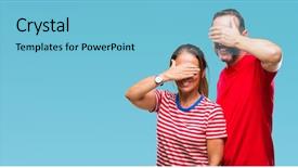  Presentation with loving hearts love heart candy - PPT theme with covering eyes for surprise blind background and a  colored foreground