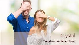  Presentation with loving hearts love heart candy - Beautiful PPT theme featuring covering eyes for surprise blind backdrop and a  colored foreground