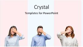  Presentation with blind people - Slides featuring covering eyes for surprise blind background and a cool aqua colored foreground