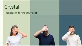  Presentation with blind people - Slides with covering eyes for surprise blind background and a soft green colored foreground