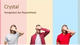  Presentation with handsome - Amazing presentation design having covering eyes for surprise blind backdrop and a cream colored foreground