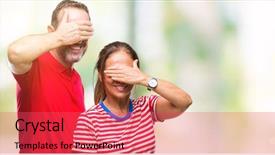  Presentation with love - Audience pleasing presentation design consisting of covering eyes for surprise blind backdrop and a red colored foreground