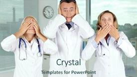  Presentation with coats - Slide set with covering eyes mouth and ear background and a sky blue colored foreground