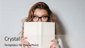  Presentation with book covers - Beautiful theme featuring covering her face with book backdrop and a lemonade colored foreground