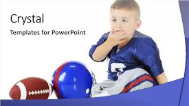  Presentation with american football and helmet on field - Presentation theme enhanced with covering his mouth in unbelief background and a white colored foreground