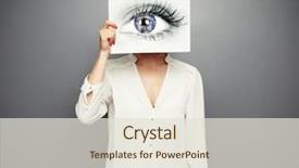  Presentation with woman covering man mouth hand - Amazing PPT layouts having covering image with big eye backdrop and a  colored foreground