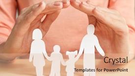  Presentation with insurance - PPT layouts featuring covering paper silhouette of family background and a lemonade colored foreground