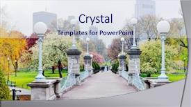  Presentation with garden city - Audience pleasing presentation theme consisting of covers park grounds and city backdrop and a sky blue colored foreground