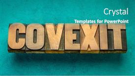  Presentation with covid - Presentation theme featuring covexit-word-abstract-in-vintage background and a teal colored foreground