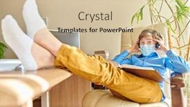  Presentation with social networks - Audience pleasing PPT theme consisting of covid-19-and-education-boy backdrop and a soft green colored foreground