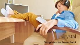  Presentation with distance learning - Cool new slides with covid-19-and-education-boy backdrop and a coral colored foreground