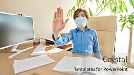  Presentation with medical education - Beautiful presentation featuring covid-19-and-home-isolation backdrop and a soft green colored foreground