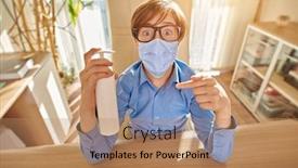  Presentation with disinfect - Slides featuring covid-19-and-means background and a coral colored foreground