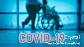  Presentation with red medical - PPT theme enhanced with covid-19-billboard-red-text background and a teal colored foreground