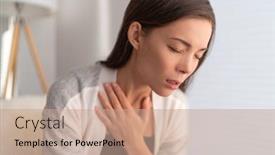  Presentation with fever - PPT theme having covid-19-breathing-difficulties-woman background and a coral colored foreground