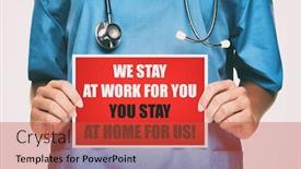  Presentation with social work - Beautiful PPT theme featuring covid-19-coronavirus-doctor-holding backdrop and a red colored foreground