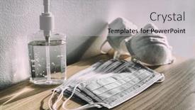  Presentation with hand hygiene - Presentation theme featuring covid-19-coronavirus-prevention-medical background and a light gray colored foreground