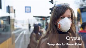  Presentation with covid coronavirus - Presentation theme consisting of covid-19-coronavirus-protection-woman background and a dark gray colored foreground