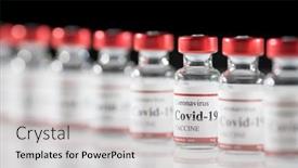  Presentation with vials - Presentation design with covid-19-coronavirus-vaccine-vials background and a light gray colored foreground