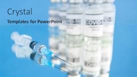  Presentation with covid vaccine - Cool new PPT layouts with covid-19-coronavirus-vaccine backdrop and a light blue colored foreground