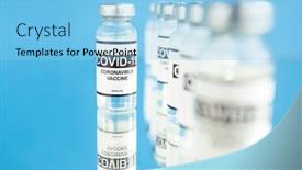  Presentation with covid vaccine - Amazing PPT theme having covid-19-coronavirus-vaccine backdrop and a light blue colored foreground
