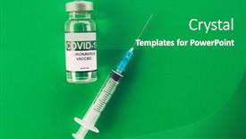  Presentation with covid vaccine - PPT theme enhanced with covid-19-coronavirus-vaccine background and a ocean colored foreground