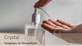  Presentation with hand sanitizer - Slides enhanced with covid-19-hand-sanitizer-cleaning background and a mint green colored foreground