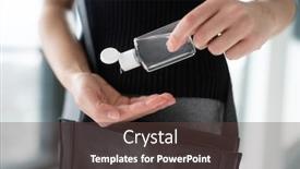  Presentation with hand sanitizer - Audience pleasing slide set consisting of covid-19-hand-sanitizer-woman backdrop and a tawny brown colored foreground