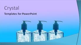  Presentation with hand sanitizer - Theme with covid-19-icon-many-hand background and a light gray colored foreground