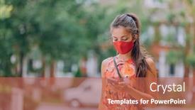  Presentation with corona virus - Amazing PPT theme having covid-19-mask-wear-mandatory backdrop and a red colored foreground